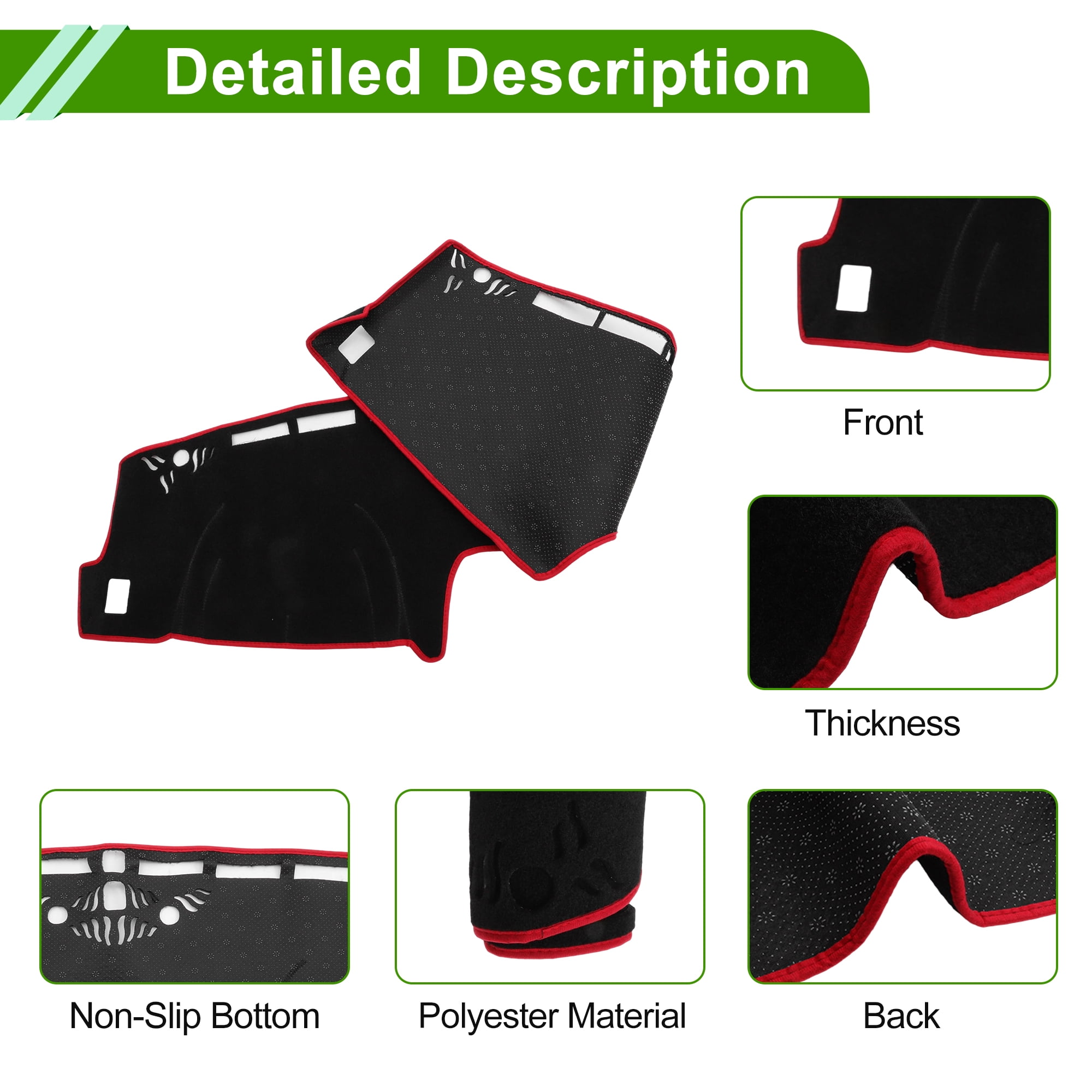 Unique Bargains Dash Cover for Ford Maverick 2022-2025 No Hud Dashboard Cover Car Interior Anti-Slip/Anti Dust Polyester Black with Red Edge 1 pcs