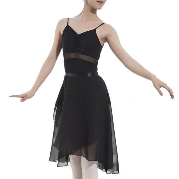 TOPTIE Adult Ballet Skirt Sheer Wrap Skirt Ballet Dance Dancewear-Black-M
