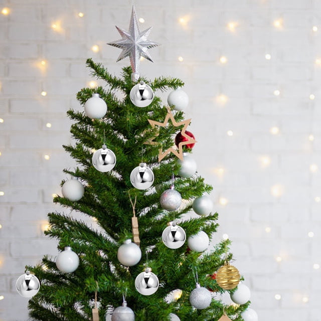 BESTYASH 12Ud Adornos Plateados Para Árbol De Con Bolas Colgantes Ligeras Y Duraderas