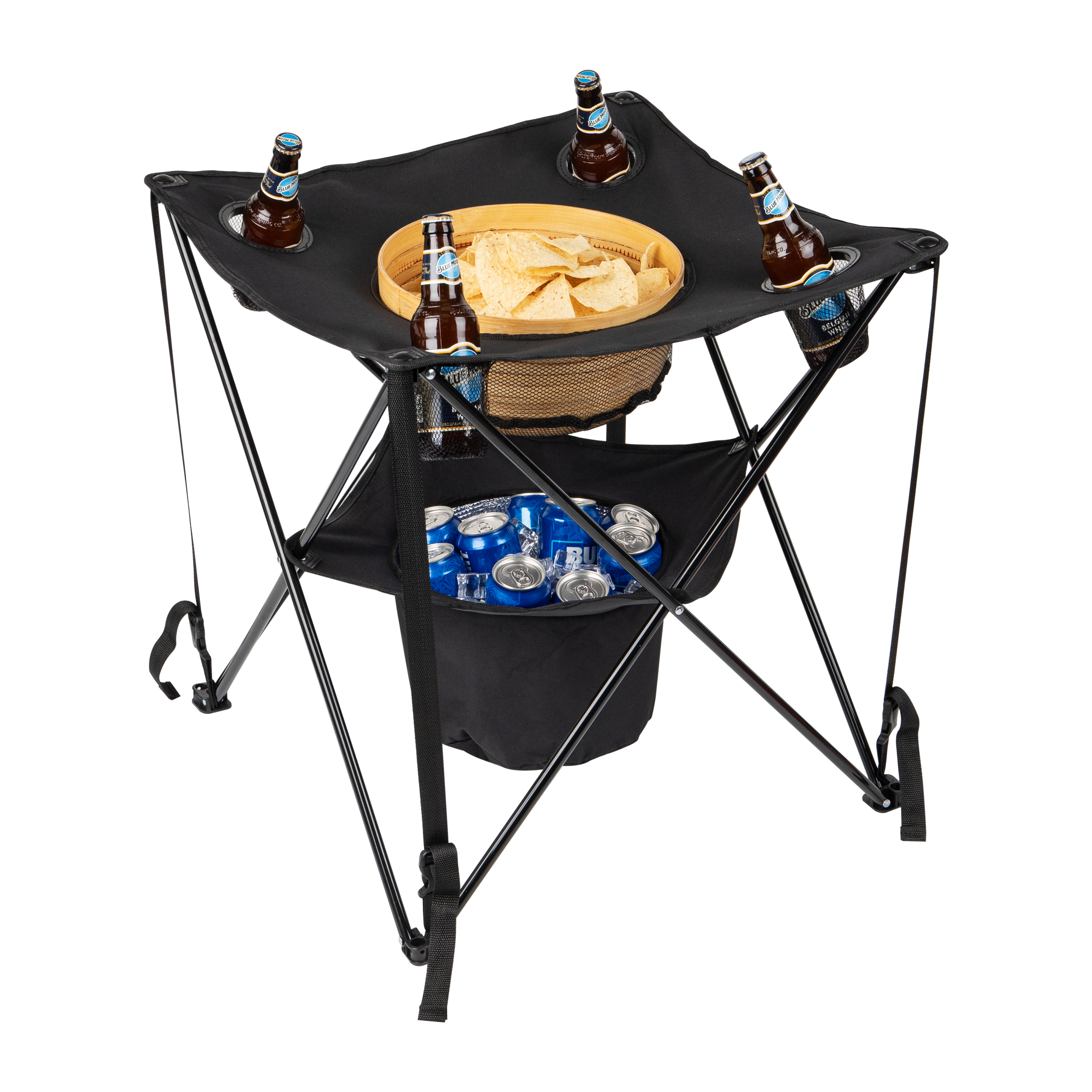 Mind Reader Tailgating Table Collapsible Folding Camping Table with Insulated Cooler, Food Basket, and Travel Bag for Barbeque, Picnic, Camping, and Tailgate - image 3 of 6