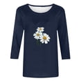 thumbnail image 5 of Teissuly Women's 2024 Spring And Summer Regular Printed Loose Casual Round Neck Long Sleeve Top T-Shirt, 5 of 5