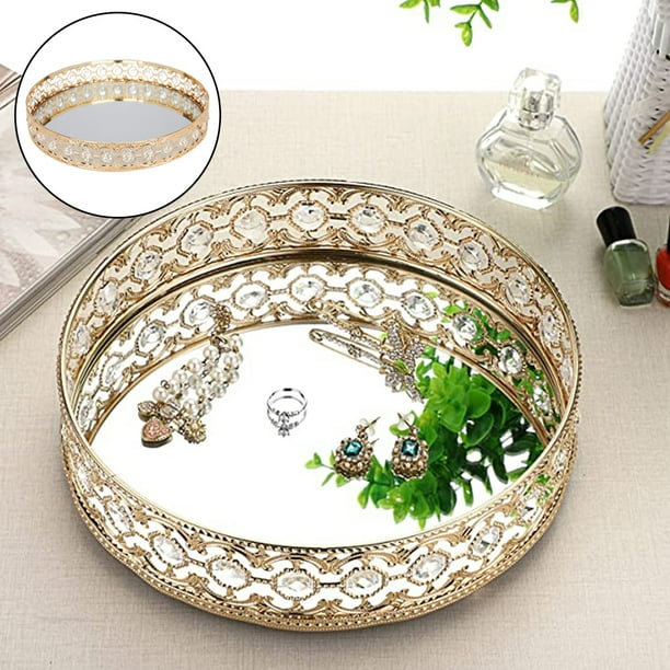 Large round on sale mirrored tray
