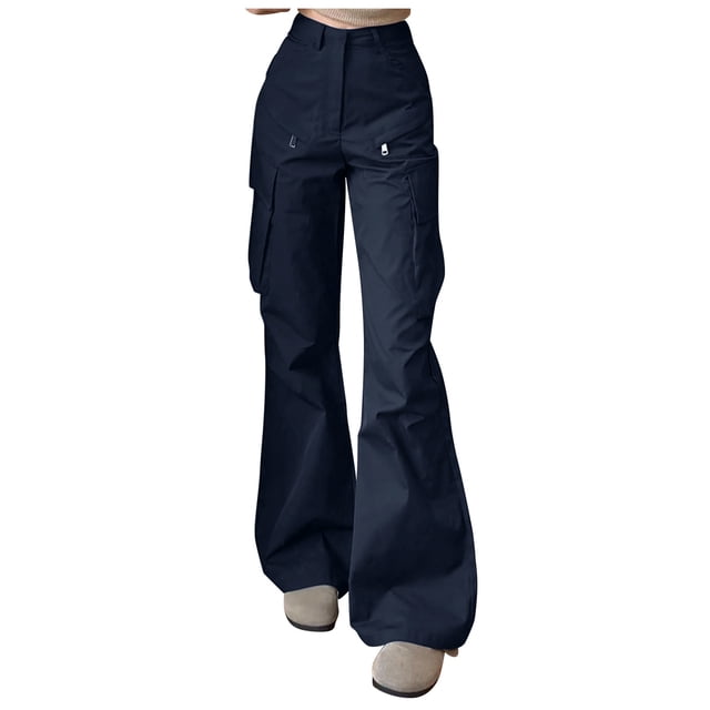 Pantalon Décontracté pour Femmes Pantalon Décontracté à Jambe Droite Pantalon Utilitaire Pantalon de Travail Élégant pour Tous les Jours Pantalon Habillé pour Dames Noir P