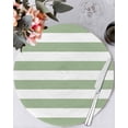 thumbnail image 2 of Round Placemats Set of 4 Sage Green Stripes Place Mats Washable Woven Placemat Simple Striped Circle Braided Table Mat for Kitchen Dining Table Party Home Decor 15 Inch, 2 of 8