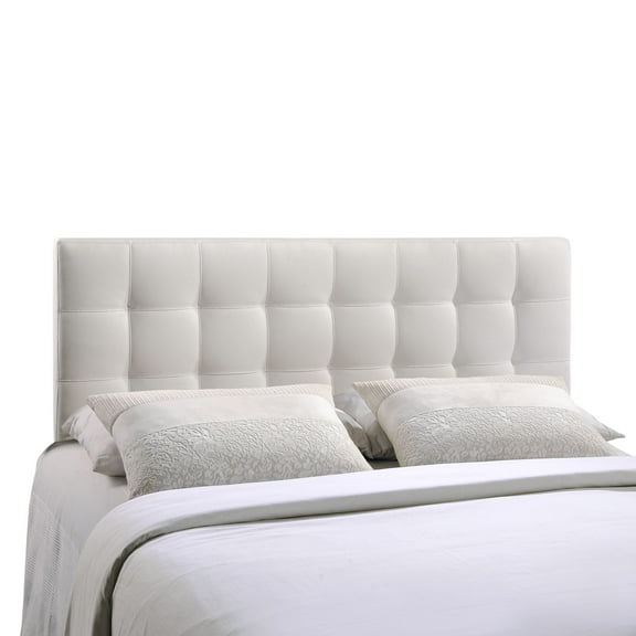 Modern Contemporary Full Size Vinyl Headboard, White Faux Leather