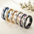 thumbnail image 2 of Visland Bague Doigt Ligne Slash Givrée Color Block Hommes Femmes Bague Rayée Tournable Bijou, 2 of 8