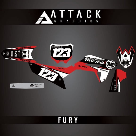 Attack Graphics Custom Fury Complete Bike Graphics Kit for Honda CRF250R 2023