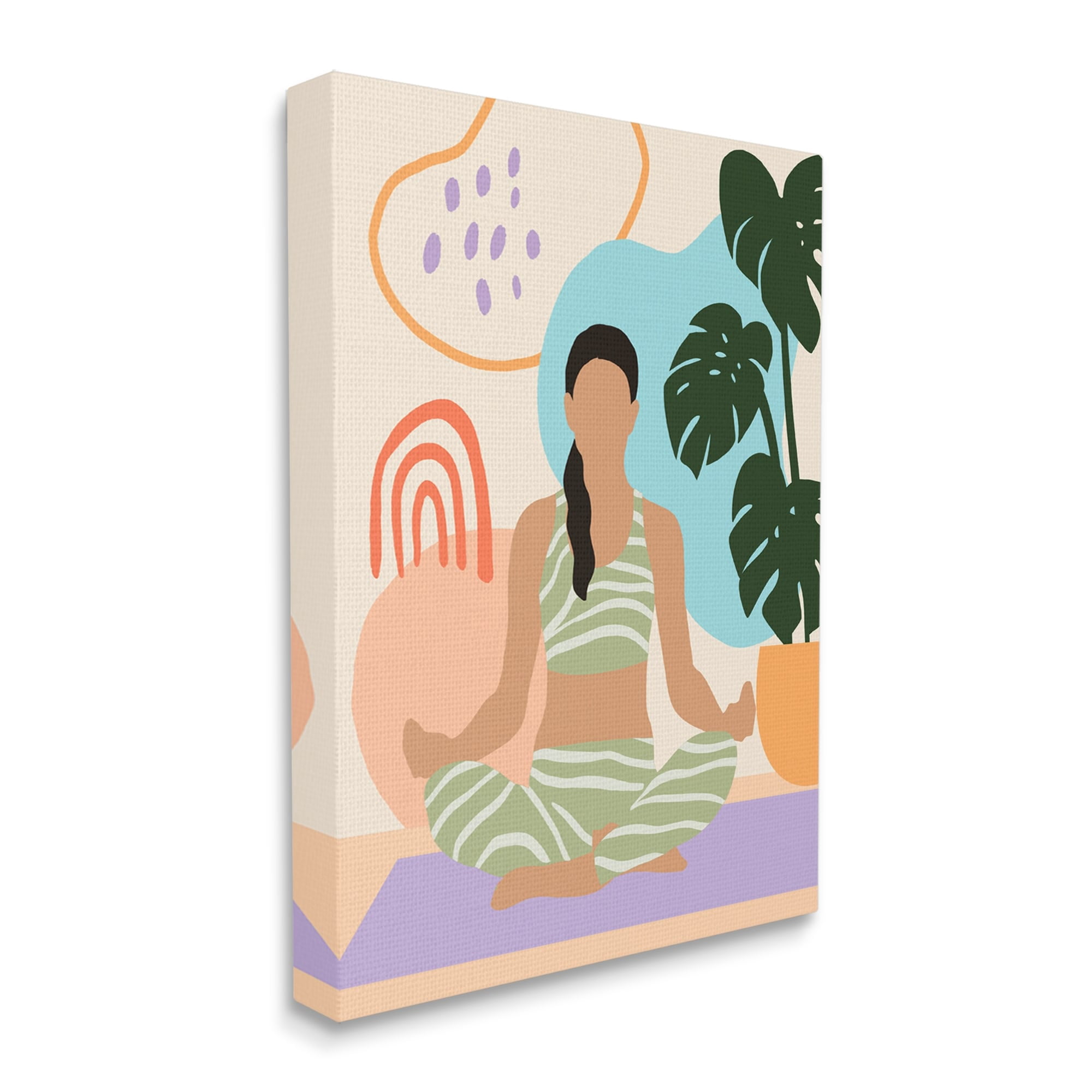 Stupell Industries Modern Botanical Yoga Exercise Person Meditation Global Painting Gallery-Wrapped Canvas Print Wall Art, 16 x 20, Design by Annie Warren