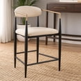 thumbnail image 6 of Tiara Counter Height Chair Set of 2, Beige Fabric, Black Metal 25 Inch, 6 of 6