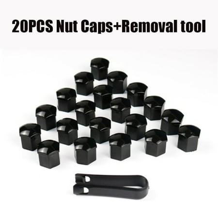 

20PCS Hex Nut Cap Black Plastic with Removal tool Fit Any Car Wheel 19mm Bolts or Nut