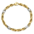 thumbnail image 3 of Auriga Fine Jewelry 14K Two-tone Gold Polished Link Bracelet 8inch for Women, 3 of 5