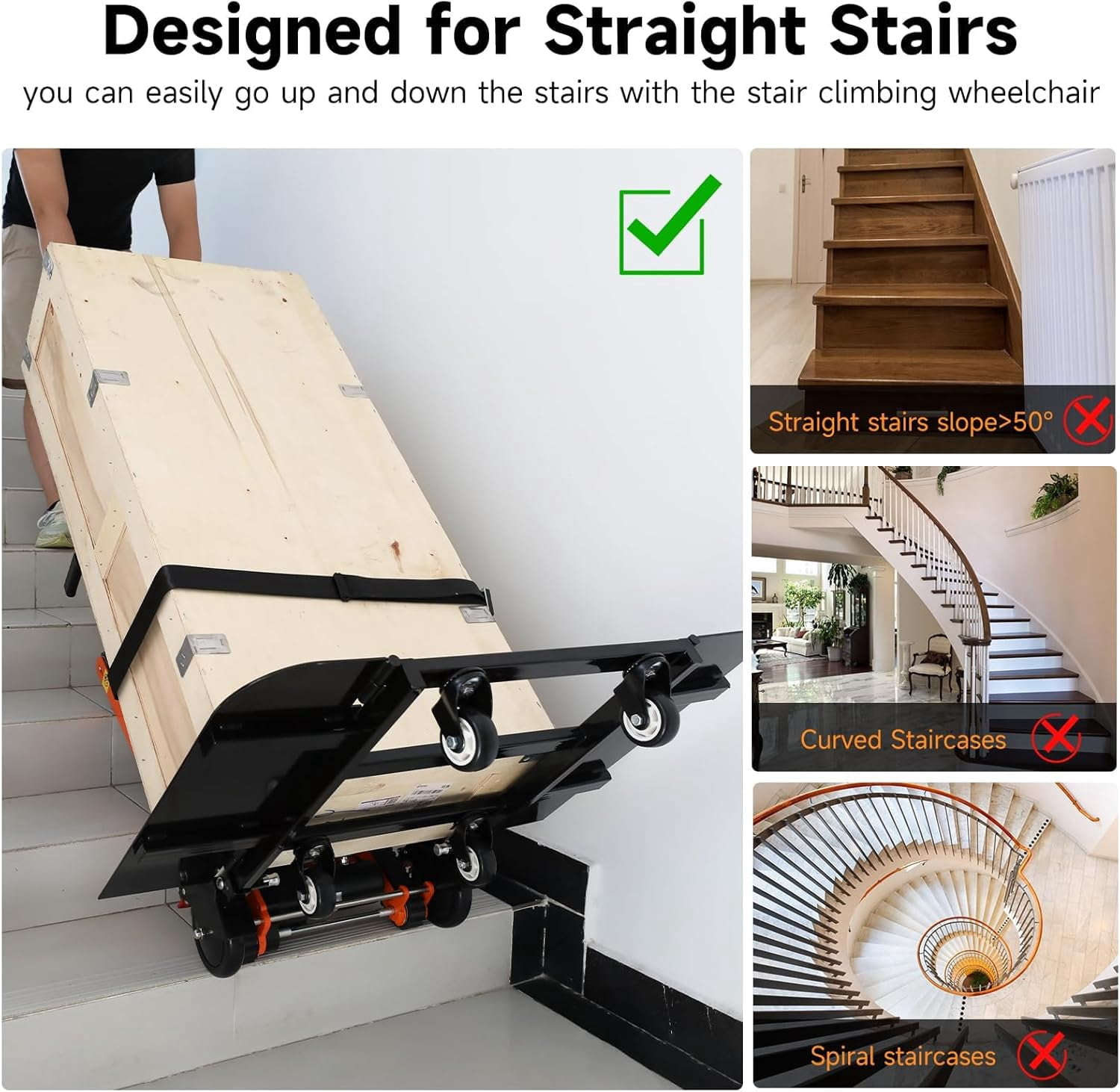 Electric Stair Climbing Hand Trucks with Removable Extension Tray, 440lbs max Load Capacity Folding Stair Climbing Dolly Takes 1500 Steps Stairs with Rubber Tracks for Easy up/Down Stairs
