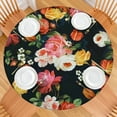 thumbnail image 2 of Round Fitted Tablecloth with Elastic Edges Fits 45"-52" Round Tables Pioneer Colorful Floral Waterproof Table Cover Washable Indoor and Outdoor for Party Kitchen Dinner Banquet Patio Picnic, 2 of 7