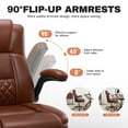 thumbnail image 4 of COOLHUT Office Chair, Executive Leather Chair Home Office Desk Chairs, Computer Chair with Adjustable Flip-up Padded Arms, Lumbar Support Swivel Desk Chair with Adjustable Hight, Vintage Brown, 4 of 12