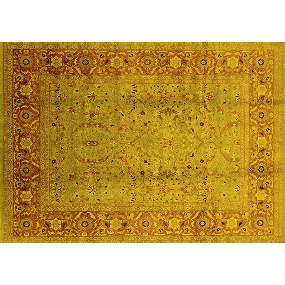 Ahgly Company Indoor Rectangle Oriental Yellow Traditional Area Rugs, 8' x 12'