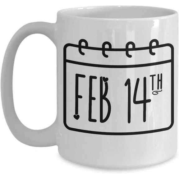 Valentine's Day Coffee Mug, February 14th Mug, Birthday Mug, Aquarius Mug, Calendar Year Design, Valentines Day Gifts For Him Her BFF Best Friend