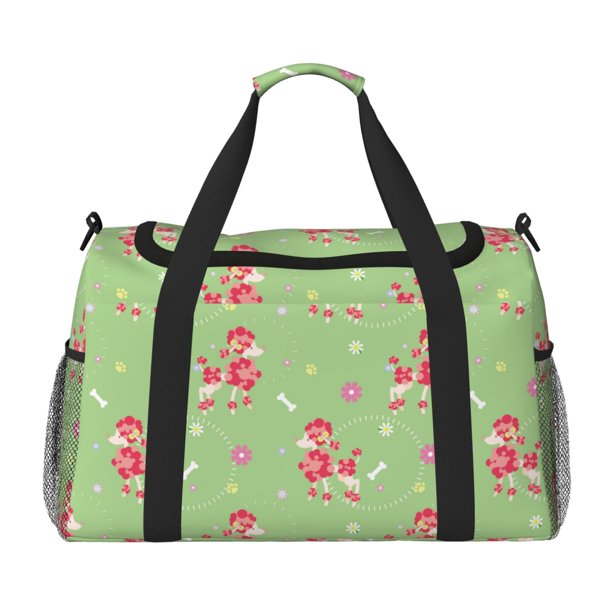 Balery Cute Poodle Dog Bolsa de Gimnasio para Mujeres, Bolsa de Viaje con Bolsillo Húmedo, Bolsa de Fin de Semana para Mujeres, Bolsa de Viaje Resistente al Agua