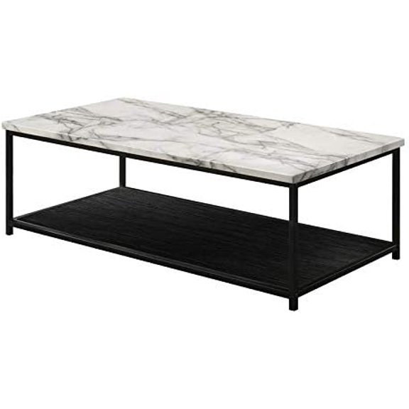 Furniture of America Pris Wood 1-Shelf Coffee Table in White and Black