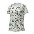 thumbnail image 5 of Fuzoiu Lilies Flowers Print Women's V-Neck T-Shirt,Women's Short Sleeve Top, Comfortable for Work, Leisure, and Sports, 5 of 7