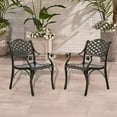 thumbnail image 2 of SOCIALCOMFY 2 Piece Outdoor Bistro Dining Chairs, Cast Aluminum Dining Chair Set, Patio Bistro Chairs for Balcony, Backyard, Garden, Lattice Design Antique Bronze, 2 of 7