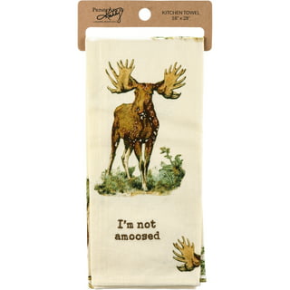 Moose Hand Towel Embroidered - Moose Lover Gift