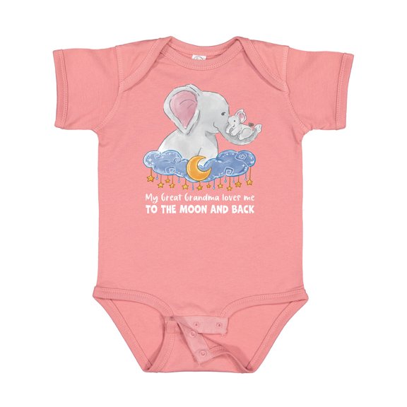 Inktastic My Great Grandma Loves Me to the Moon and Back Elephant Boys or Girls Baby Bodysuit