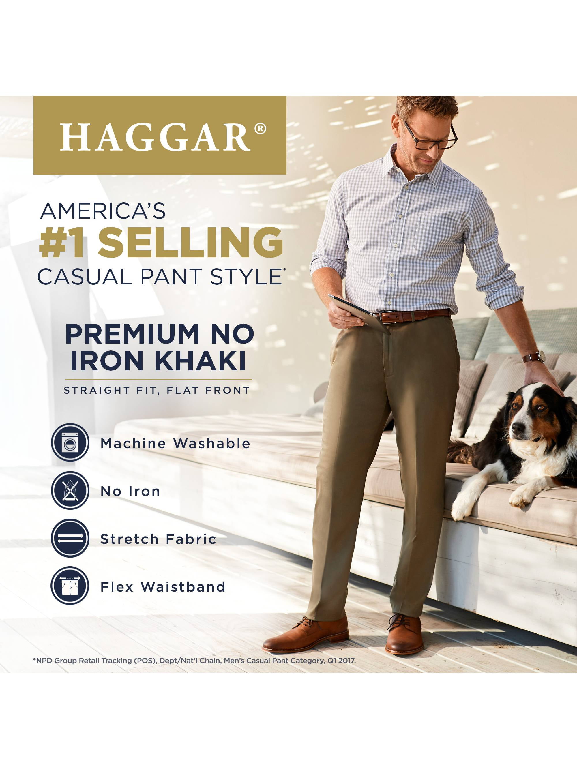 Haggar Men's Premium No Iron Khaki Flat 