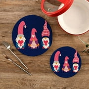 Valentines Cute Gnomes Potholders Set Trivets Set 100% Pure Cotton Thread Weave Hot Pot Holders Set of 2, Dwarfs Girl Boy Stylish Coasters, Hot Pads, Hot Mats,Spoon Rest For Cooking and Baking