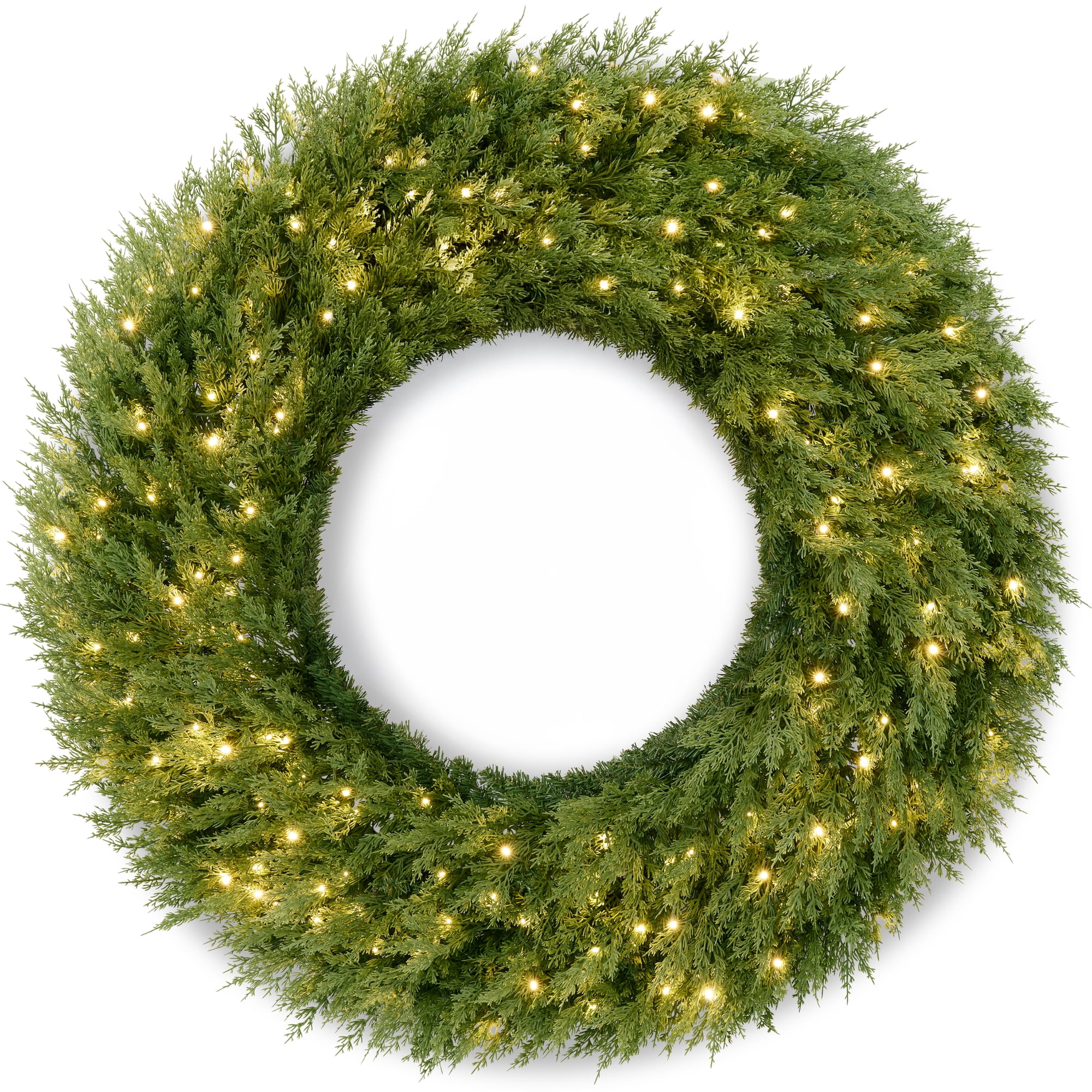 Best Choice Products 36in Pre-Lit Cedar Cypress Christmas Wreath w/ Remote Control Twinkling LEDs Outdoor Holiday Decor