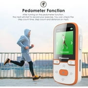 Timoom MP3 Player 32GB Bluetooth 5.0 with Clip Lossless Sound with FM Radio, Portable HiFi MP3 for Sports and Racing, Support SD USB TF Up to 128GB Card Orange