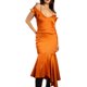 thumbnail image 4 of Jess por Meiko Vestido de Mujer de Manga Larga Cuello en V Con Cremallera Vestido Deslizante Asimétrico de Manga Mariposa M Naranja Calabaza, 4 of 5