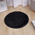thumbnail image 4 of Black Round Rug Faux Fur Sheepskin Area Rugs Fluffy Plush Carpet Washable Shaggy Mat for Dorm Preppy Room Decor, 1.3 ft, 4 of 7