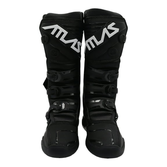 Atlas Brace Traction Boots (Adult - Size: 7) with Mud Gaiter, 4-Buckle Closure, & Memory Foam Padding for Use In: Enduro Racing, Powersports, & Motocross (Black)