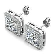 Cate & Chloe Norah 18k White Gold Plated Stud Earrings with Simulated Diamond Crystals for Women