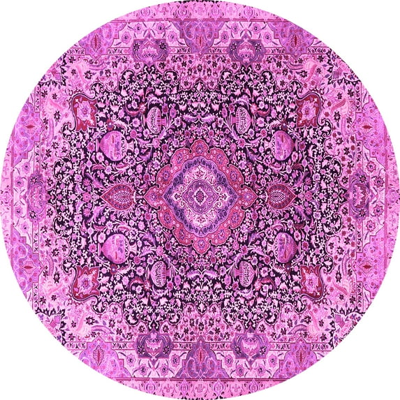 Ahgly Company Indoor Round Persian Pink Traditional Area Rugs, 7' Round