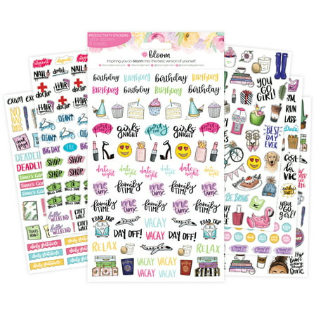 Planner Sticker Sheets, Productivity Pack - bloom daily (Best Sticker Paper For Planner Stickers)