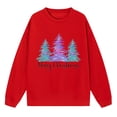 thumbnail image 2 of Gibobby Sudaderas de moda Suéter navideño informal de manga larga con hombros descubiertos y estampado de árbol de Navidad para mujer (Rojo, M), 2 of 4
