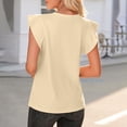 thumbnail image 4 of ZyeKqe Womens Summer Top Cap Sleeve Shirts Crewneck T Shirts Solid Color Loose Fitted Casual Tees, 4 of 9