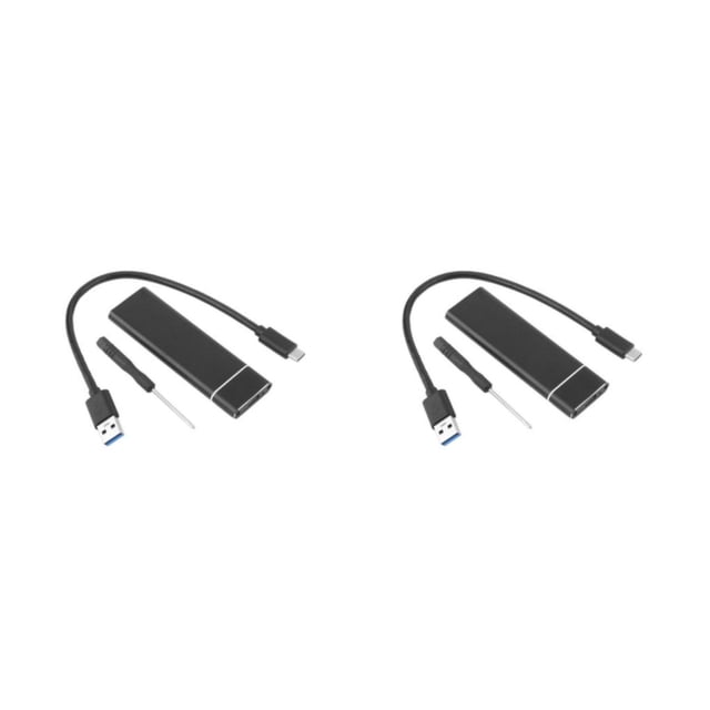 Sidaley USB a M.2 NGFF SSD Box Computadora de velocidad rápida Aleación de aluminio Móvil Caja de disco duro de estado sólido Driver Free Cable de CA negro 2Conjunto