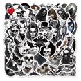 thumbnail image 1 of Pegatinas vintage góticas con forma de calavera de terror, 50 unidades, en blanco y negro, 1 of 2