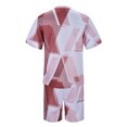 thumbnail image 4 of Costumes pour Hommes Ensemble 2 Pcs Hipster Imprimé Patchwork Tee-Shirt et Shorts pour Hommes Style Sport Moderne Décontracté, 4 of 8