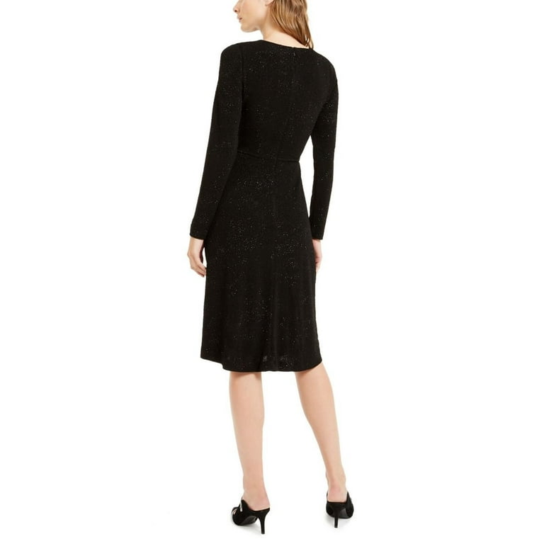 Alfani Women s Tonal Twist Waist Dress Black Size Medium Walmart