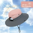 thumbnail image 5 of Kids Sun Hat with Ponytail Hole UV Protection Wide Brim Summer Beach Bucket Cap Fishing Hat for Girls, 5 of 7