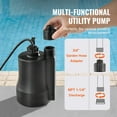 thumbnail image 2 of KFFKFF 1/3 HP Sump Pump, 2450 GPH Flow Rate & 30 ft Elevation Dirty Water Pump, Submersible Utility Pump with 10 ft Power Cord for Pool, Pond, and Basement, 2 of 9