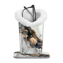 Fintie Plush Lined Eyeglasses Holder with Magnetic Base, Premium Vegan Leather Glasses Stand Case, Cloudy Marble
