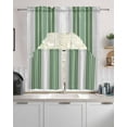 thumbnail image 2 of Sage Green Stripes Kitchen Curtains Sets 24 Inch Length with Valance, Farmhouse Minimalist Abstract Lines Swag Valances and Tiers Curtain Set Drapes Swag Curtains for Living Room, Bathroom, Bedroom, 2 of 6