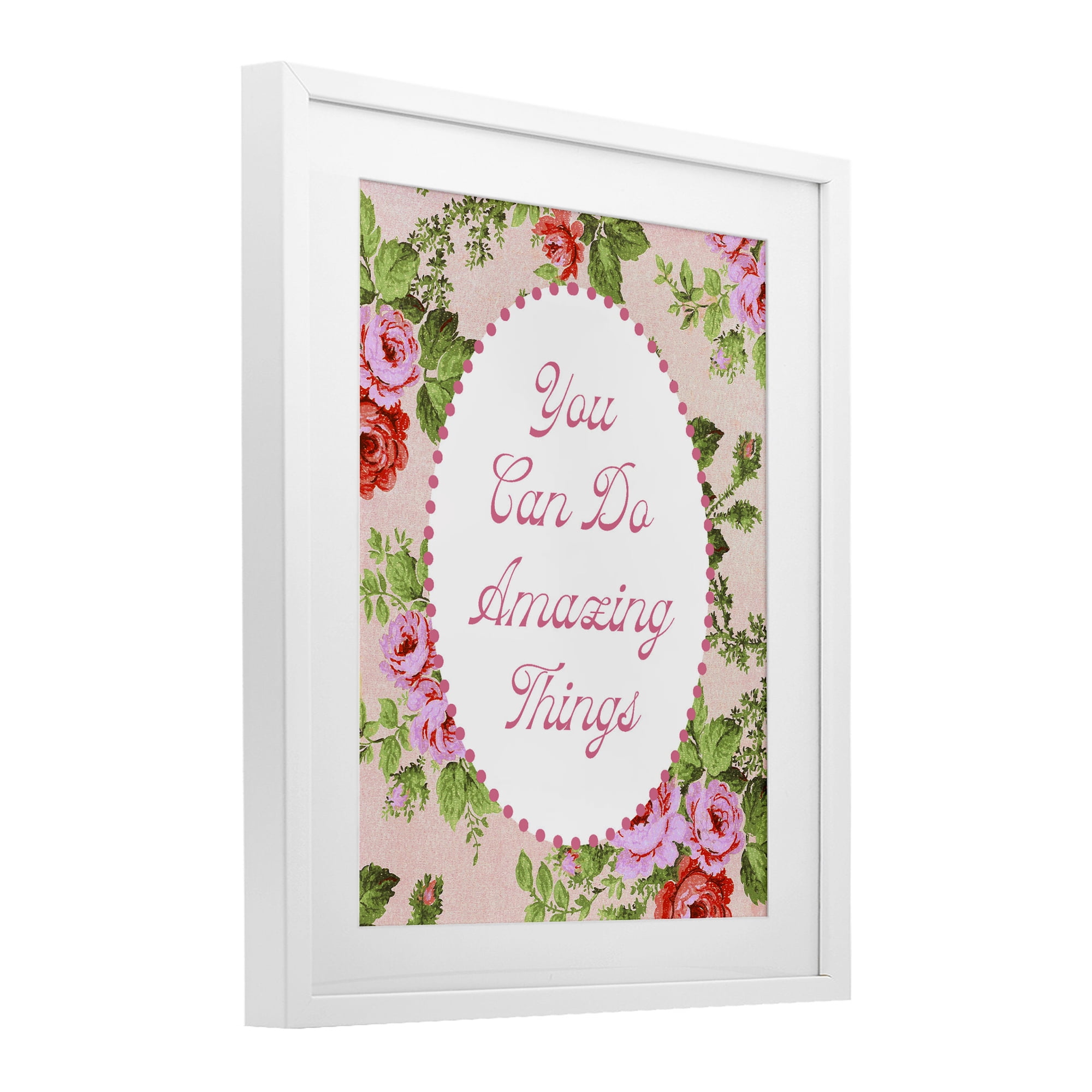 Stupell Industries You Can Do Amazing Things with Vintage Florals White Framed Print Under Glass, design by Lil' Rue
