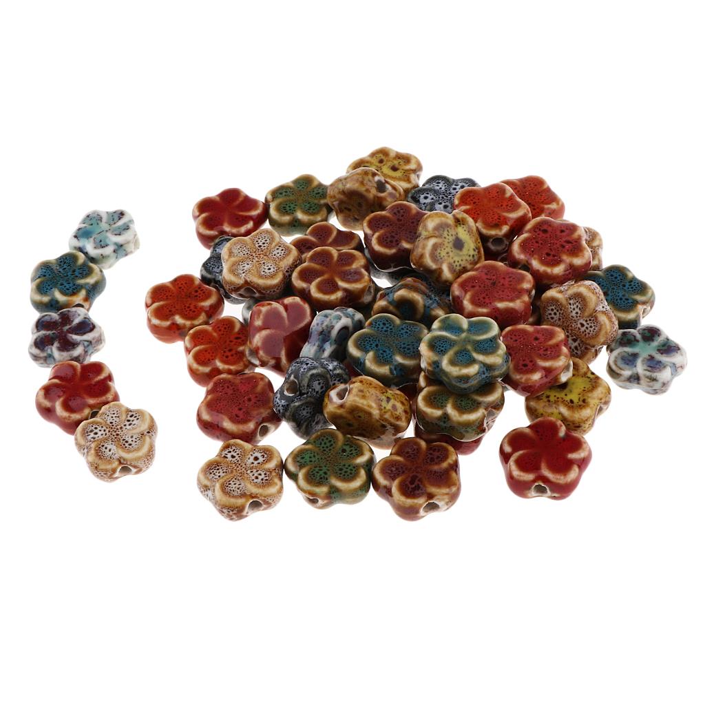 Loose Enamel Ceramic Beads Spacer Beads Balls Beads Crafts Children's Jewelry For 50Pcs Flower Shape - image 5 of 8