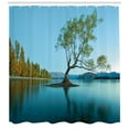 thumbnail image 3 of Ambesonne Spring Shower Curtain, Tree Lake Nature Themed, 69"Wx75"L, Teal Fern Green, 3 of 3