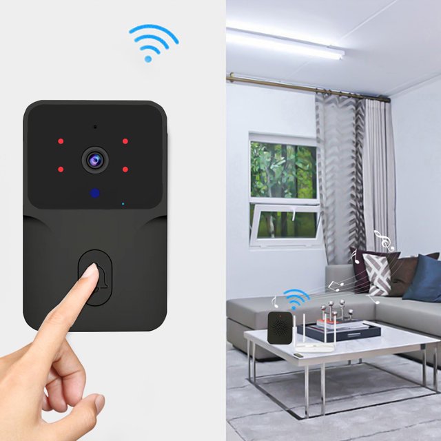 Sonnette Vidéo Sans Fil Intelligente, Sonnette Visuelle Intelligente, Interphone Domestique, Vision Nocturne HD, WiFi, Rechargeable, Sonnette de Sécurité, Appel Bidirectionnel, Détection de Mouvement, Installation Facile